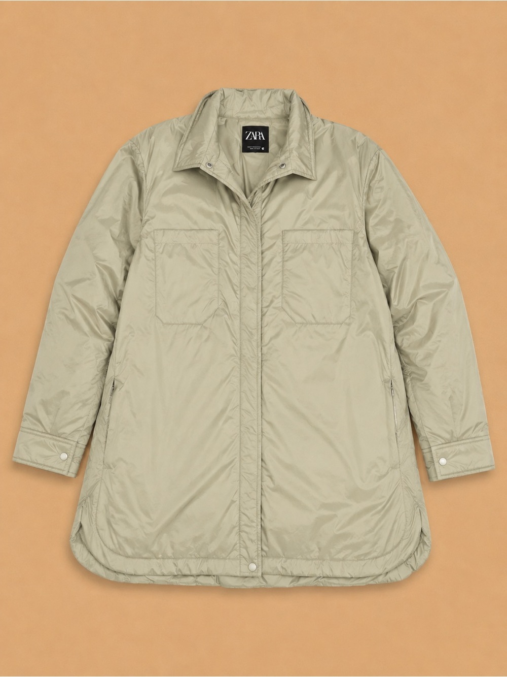 Zara Light Beige Quilted Puffer Jacket - Picture 1 of 3